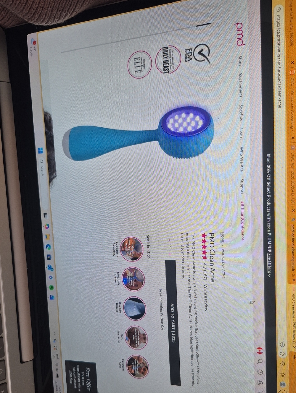 PMD Blue LED Acne Treatment Facial Brush